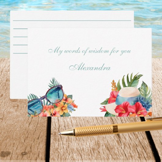 Chique strand roze bloementropisch Vrijgezellenfee Informatiekaartje