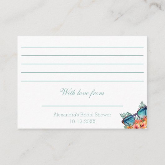 Chique strand roze bloementropisch Vrijgezellenfee Informatiekaartje (Achterkant)