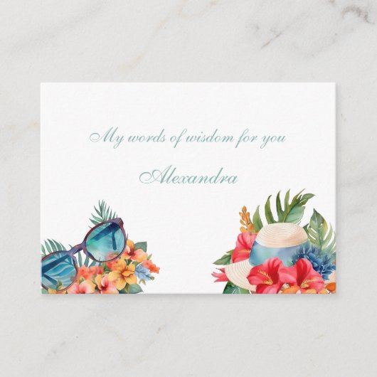 Chique strand roze bloementropisch Vrijgezellenfee Informatiekaartje (Voorkant)