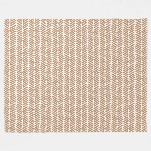 Chique strand Zand Beige Bruin Wit Abstract Chevro Fleece Deken (Voorkant (Horizontaal))