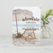 Chique strandstoel Parasol Pensioenfeest Kaart (Staand voorkant)