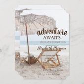 Chique strandstoel Parasol Pensioenfeest Kaart (Voorkant / Achterkant)