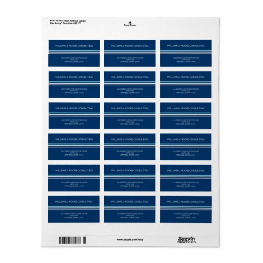 Chique strepen adreslabel etiket (Full Sheet)