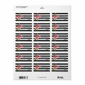 Chique strepen en Rozen Adresetiketten Etiket (Full Sheet)