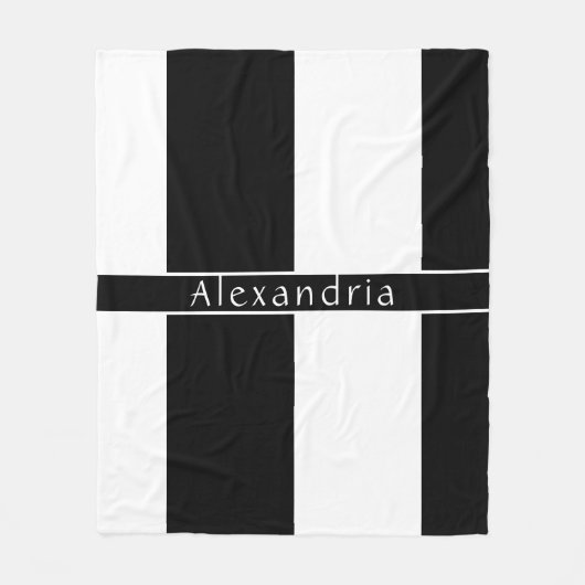 Chique strepen zwart en wit fleece deken (Voorkant)