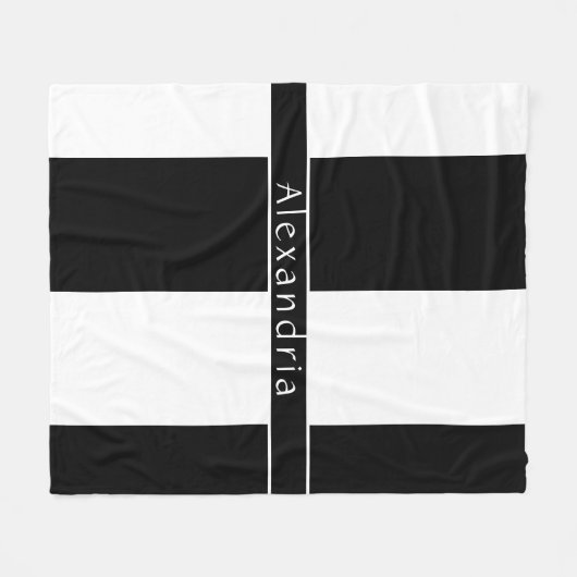 Chique strepen zwart en wit fleece deken (Voorkant (Horizontaal))