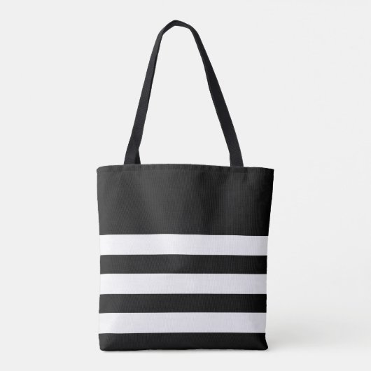 Chique strepen zwart wit monogram tote bag (Achterkant)