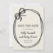 Chique Strik Gesloten Lint Bruiloft Save The Date (Voorkant)
