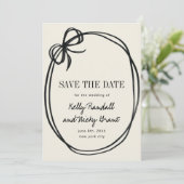 Chique Strik Gesloten Lint Bruiloft Save The Date (Staand voorkant)
