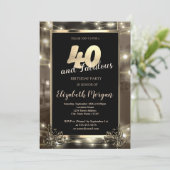 Chique String Lights 40e verjaardagsfeestje Kaart (Staand voorkant)