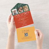 Chique String Lights Bruiloft QR Code All In One Uitnodiging (Afscheurbaar)