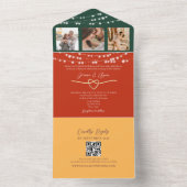 Chique String Lights Bruiloft QR Code All In One Uitnodiging (Binnen)