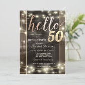 Chique String Lights Zwart 50ste verjaardagsfeestj Kaart (Staand voorkant)