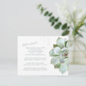 Chique Succulent Bruiloft RSVP & Accommodaties Kaartje (Staand voorkant)