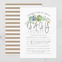Chique Succulente Tuin | BABY SHOWER WATERVERF Kaart