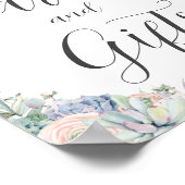 Chique Succulenten Blush Bloemen Huwelijkskaarten  Poster (Hoek)