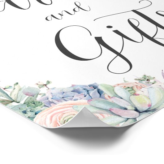 Chique Succulenten Blush Bloemen Huwelijkskaarten  Poster (Hoek)