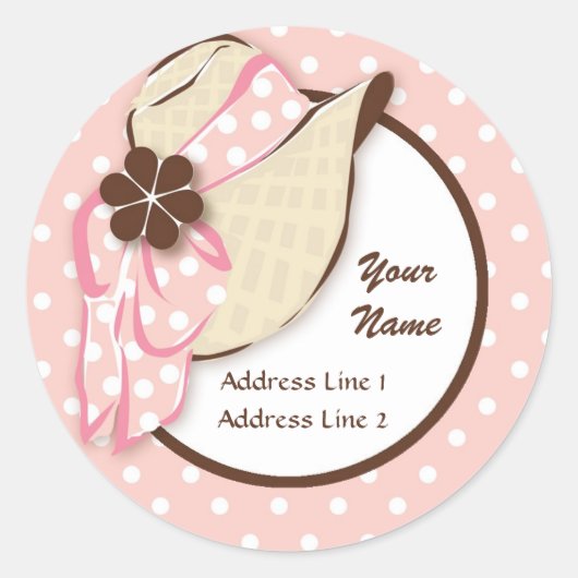 Chique Sunhat adreslabel Ronde Sticker (Voorkant)