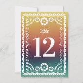 Chique Sunset Papel Picado Bruiloft Tafel Nummers Kaart (Achterkant)