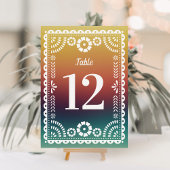 Chique Sunset Papel Picado Bruiloft Tafel Nummers Kaart