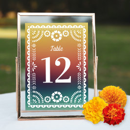 Chique Sunset Papel Picado Bruiloft Tafel Nummers Kaart