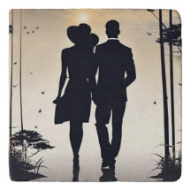 Chique Sunset Stroll Silhouet Paar Walk