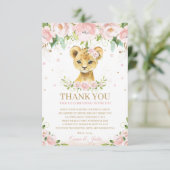 Chique Sweet Lion Blush Roze Bloemen Baby shower Bedankkaart (Staand voorkant)
