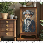 Chique Tabby Kat Grijs Victoriaans Outfit CF6 Deco Tissuepapier