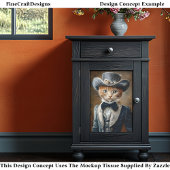 Chique Tabby Kat Grijs Victoriaans Outfit CF6 Deco Tissuepapier