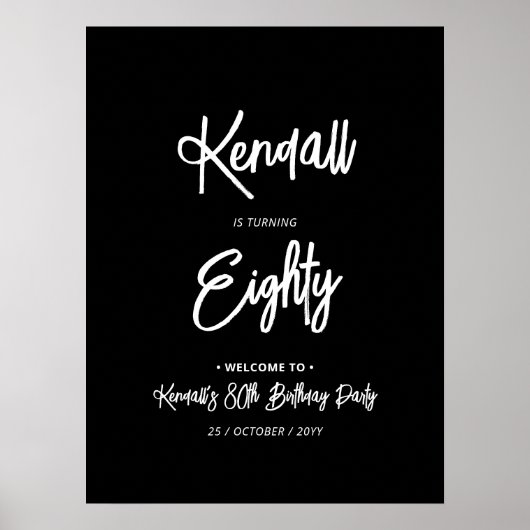 Chique tachtig 80ste verjaardag feest welkomstbord poster (Voorkant)