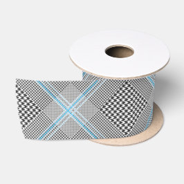 Chique Tartan Blauw Grijs Zwart Patroon Satijnen Lint