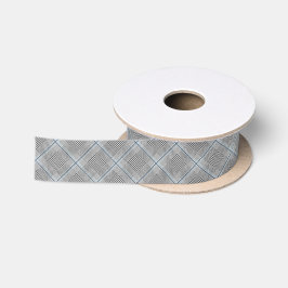 Chique Tartan Blauw Grijs Zwart Patroon Satijnen Lint