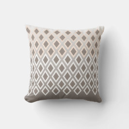 Chique Taupe & Wit Diamant Patroon Accent Kussen