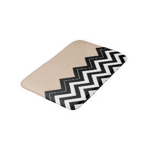 Chique Taupe Wit Zwart Zigzag Stripes Patroon Badmat