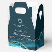 Chique Teal Gouden Agate Bat Mitzvah Feest Bedankdoosjes (Geopend)