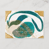 Chique Teal Gouden Glitter Website QR Code Zakelij Visitekaartje (Voorkant)