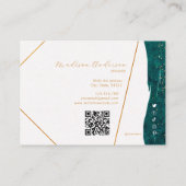 Chique Teal Gouden Glitter Website QR Code Zakelij Visitekaartje (Achterkant)
