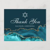 Chique Teal Gouden Persoonlijke Bat Mitzvah Dank J Briefkaart (Voorkant)