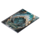 Chique Teal Groen Goud Glitter Persoonlijk Notitie Notitieboek (Linkerzijde)