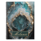 Chique Teal Groen Goud Glitter Persoonlijk Notitie Notitieboek (Voorkant)