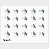 Chique Teal Pauw Dank Je Ronde Sticker (Vel)