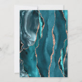 Chique Teal Roze Goud Agaat Bruiloft Kaart (Achterkant)