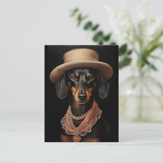 Chique teckel met crème Pet Briefkaart (Staand voorkant)