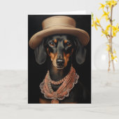 Chique teckel met crème Pet Kaart (Gele Bloem)