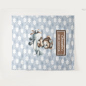 Chique Teddybeer Piloot Blauw Bruin Feestje Wandkleed (Voorkant (horizontaal))