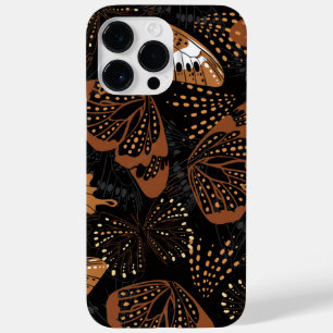 Chique Terracotta Bruin en Zwart Vlinderpatroon Case-Mate iPhone 14 Pro Max Hoesje