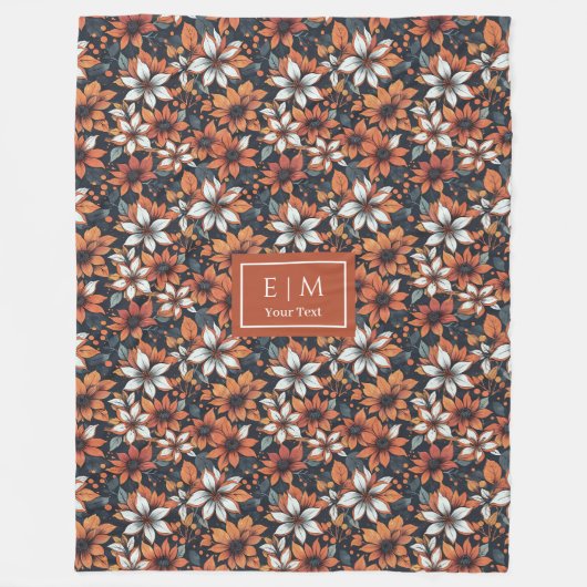 Chique terracotta deken met herfstbloemen (Voorkant)