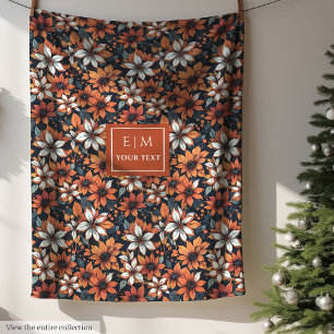 Chique terracotta deken met herfstbloemen