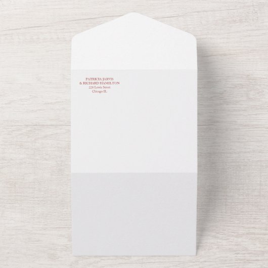 Chique terracotta kalligrafie Casual bruiloft All In One Uitnodiging (Buitenkant)