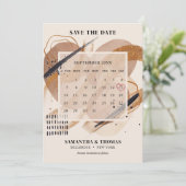 Chique Terracotta roos gouden glitter borstels kal Save The Date (Staand voorkant)
